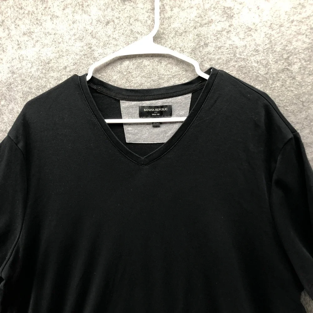 Banana Republic Dress Vee T Shirt‎ Mens XL Black Short Sleeve V-Neck Luxe